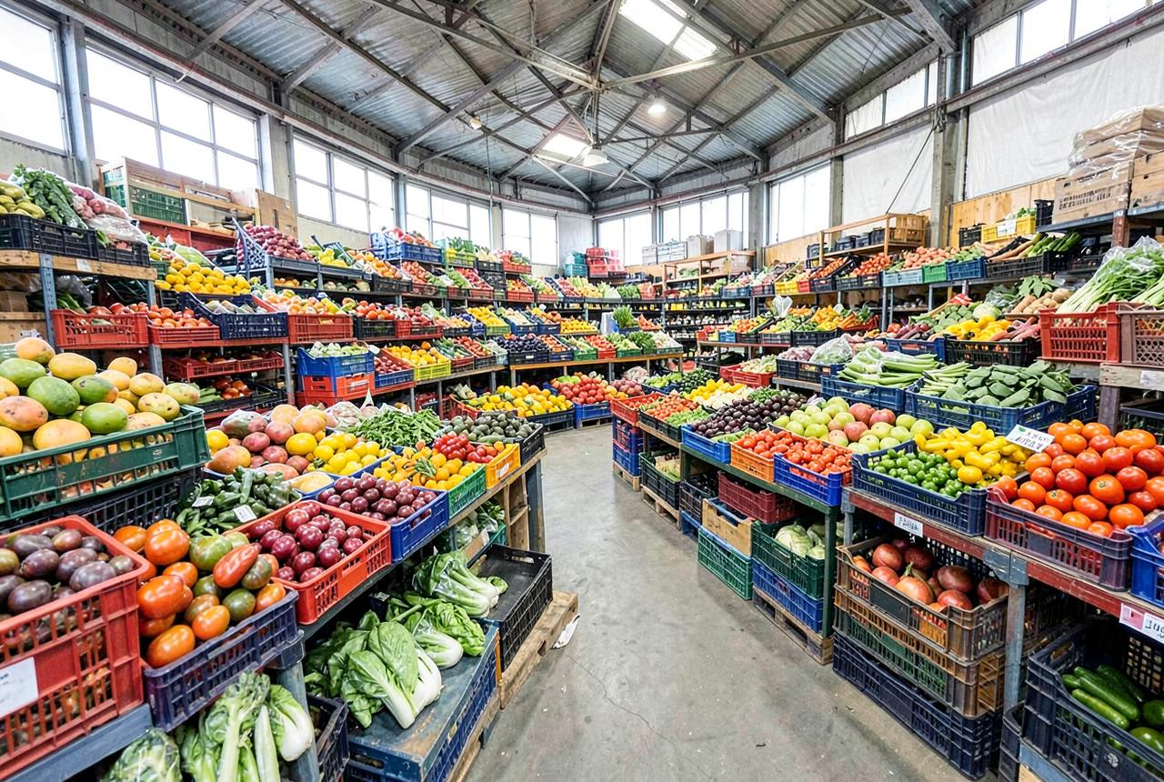Wholesale fruit and vegetable market trading floor